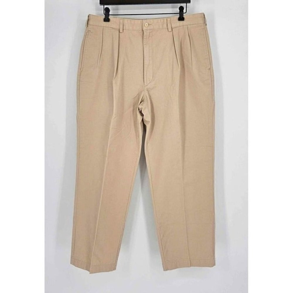 Polo Ralph Lauren Khaki Chino Pleated Zip Up Straight Leg Pants Size 38x30